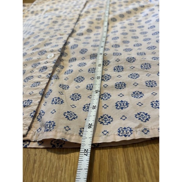 J Crew Light Pink Blue Medallion Print Ruffle Detail Button Up Shirt Size 2 - Picture 8 of 8